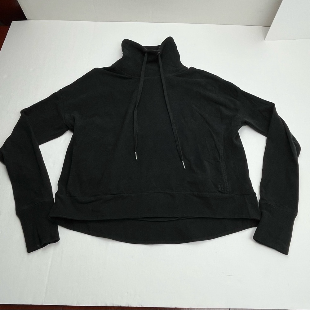 Sweaty Betty Funnel Neck Sweatshirt Womens Size XS Black‎ Thumbholes Athletic